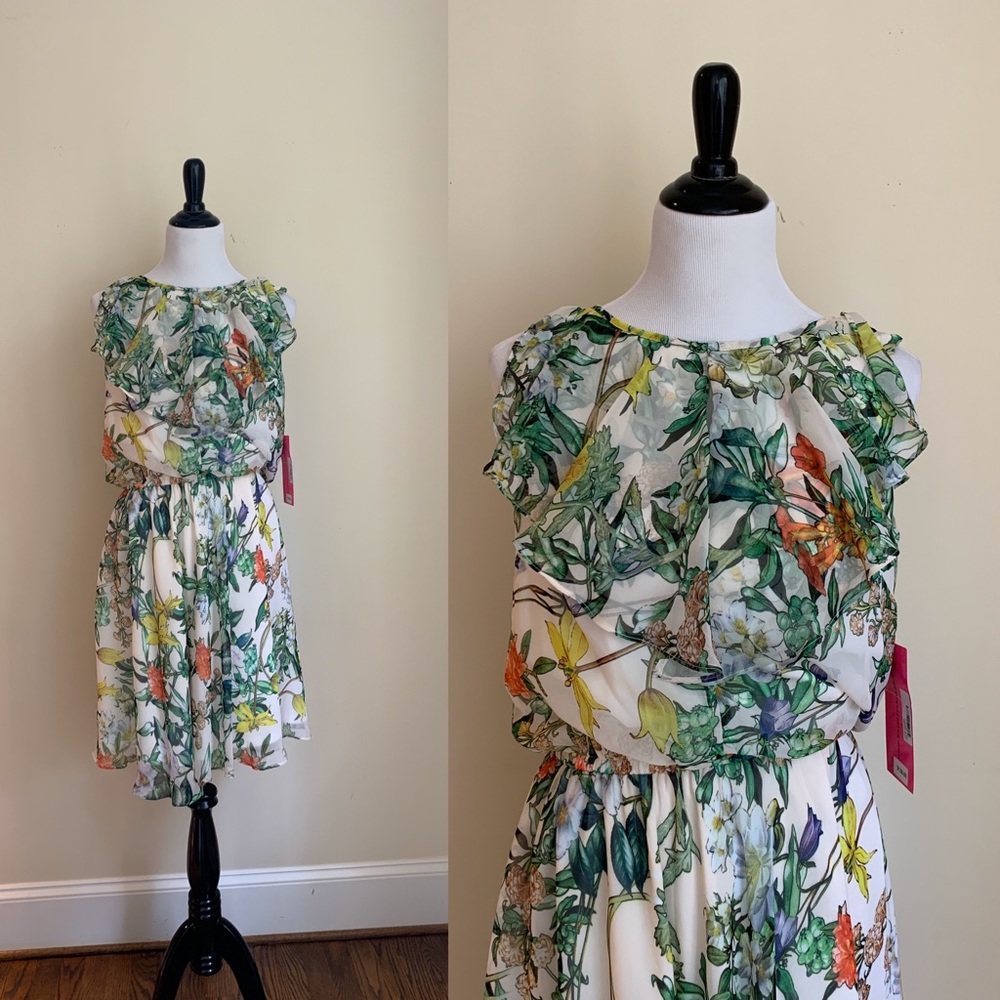 Betsey Johnson Ivory Multi Floral Spring Dress